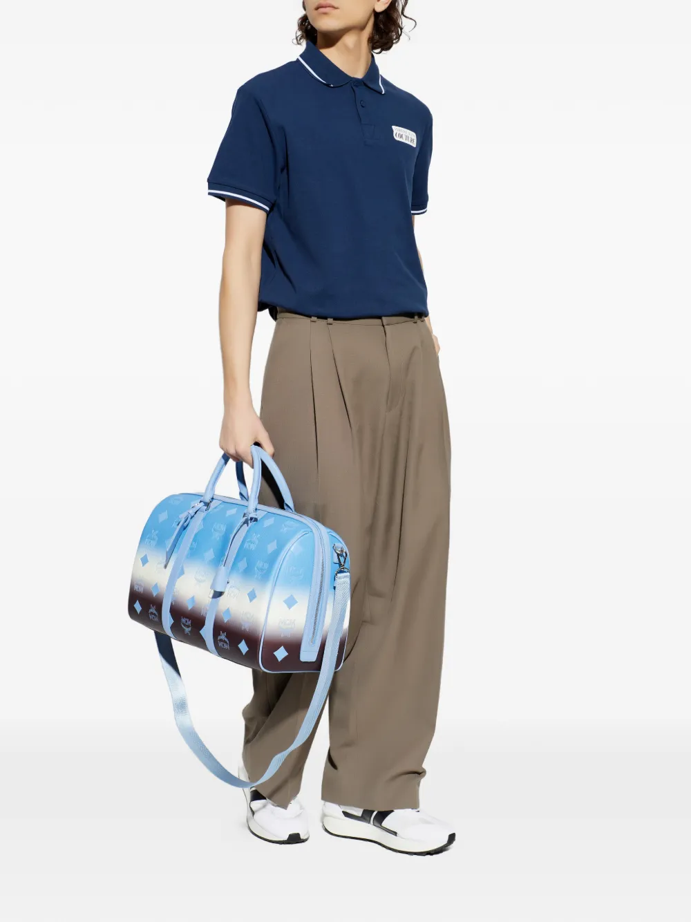 Versace Jeans Couture Poloshirt met logo afwerking Blauw