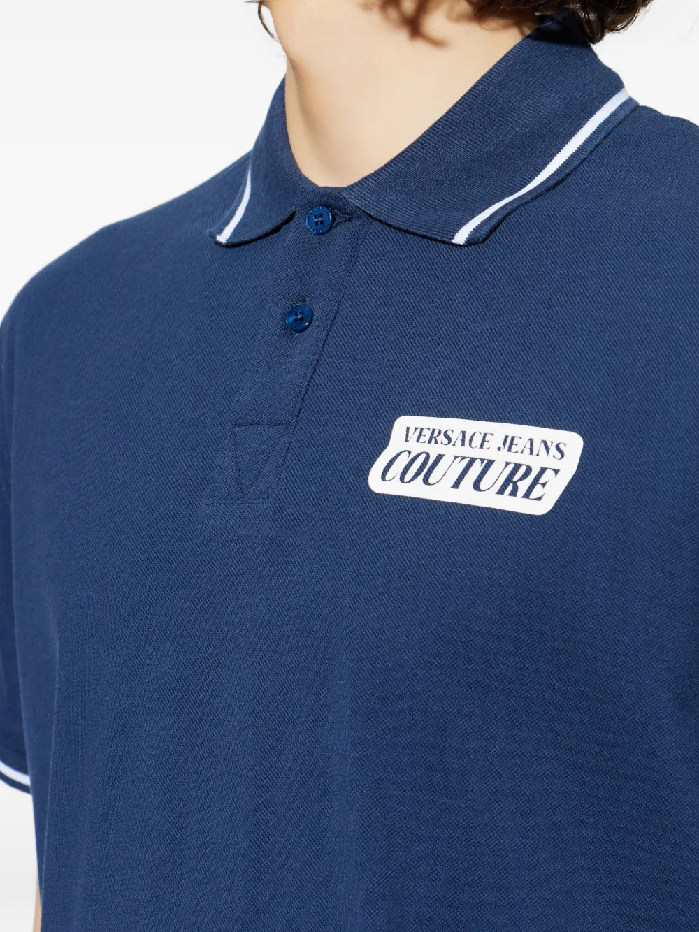 Versace Jeans Couture Poloshirt met logo afwerking Blauw