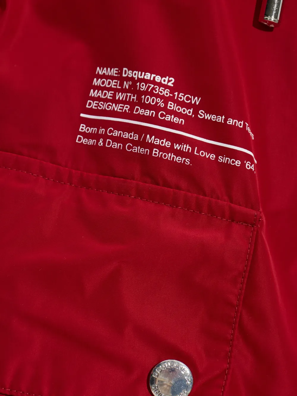 DSQUARED2 Jas met capuchon en zak Rood