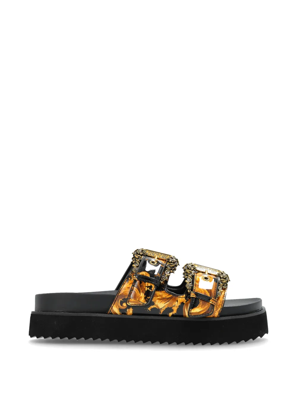 Versace Jeans Couture buckled Barocco-print sandals - Nero