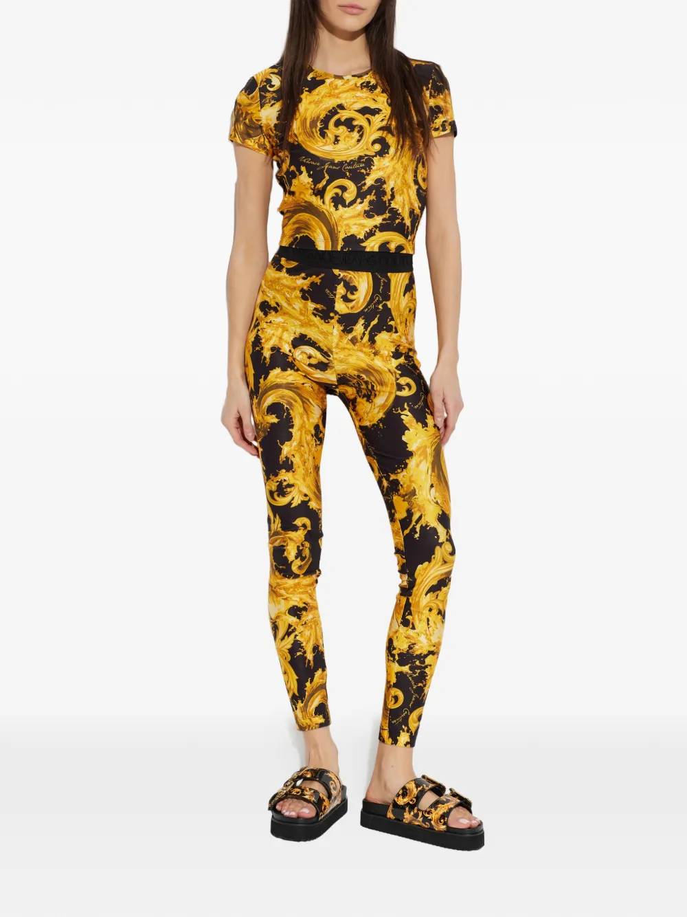 Versace Jeans Couture Barocco sandalen met gespen Zwart