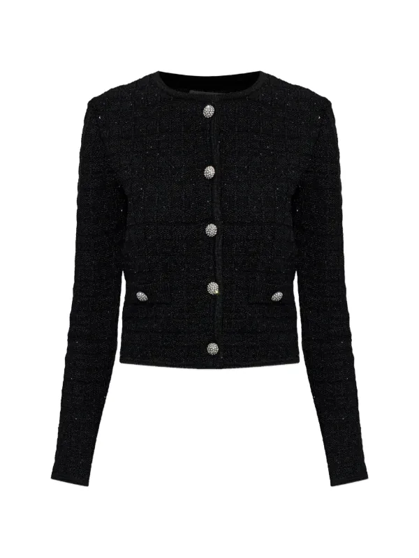 Alessandra Rich Buttoned Embellished Jacket in Black