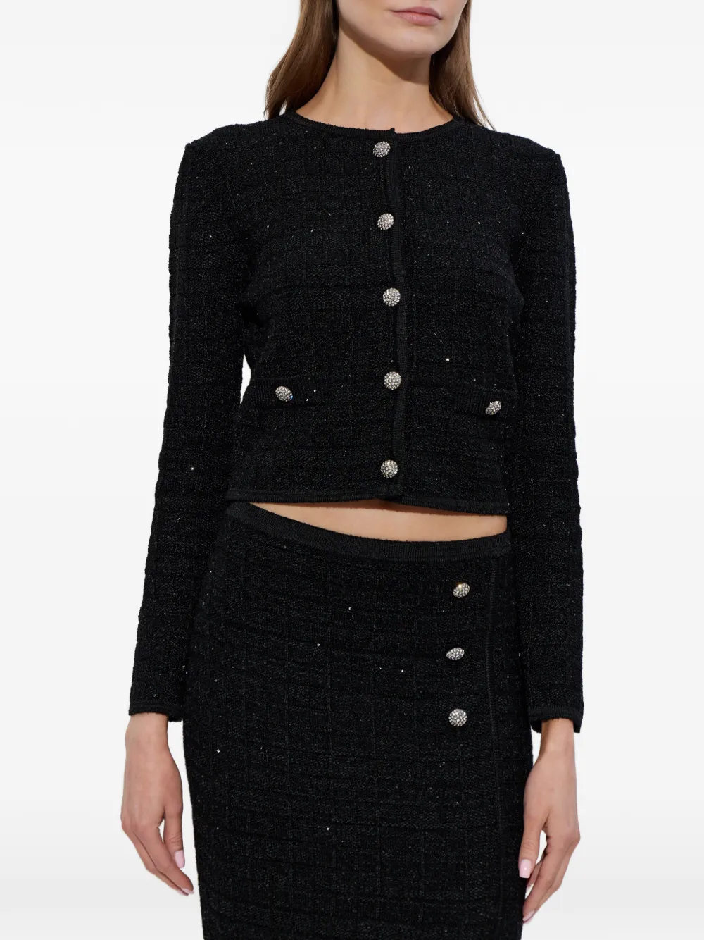  Alessandra Rich Buttoned Embellished Jacket - Black 