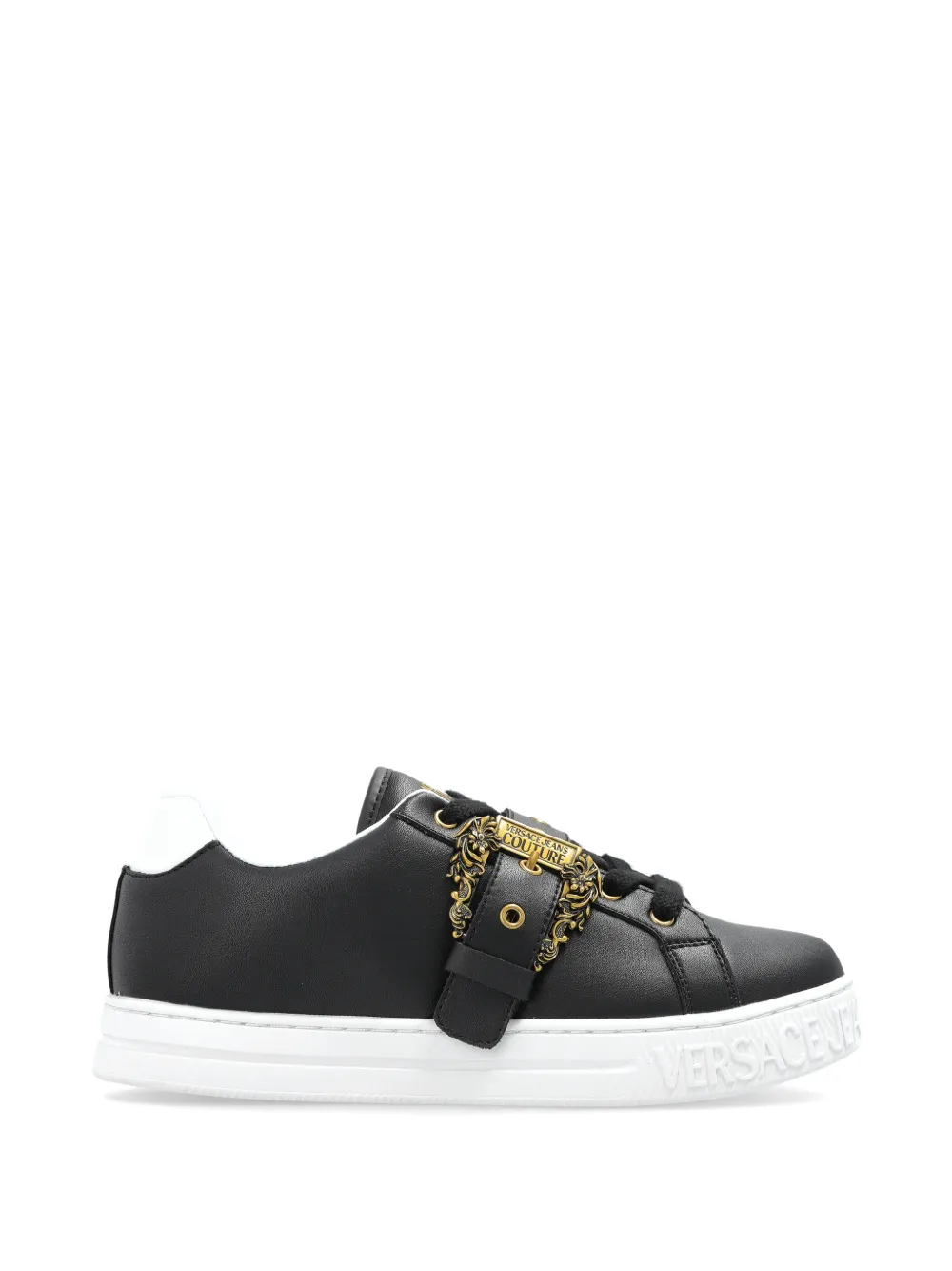 Versace Jeans Couture Leren sneakers met gesp Zwart