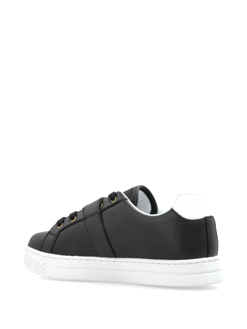 Versace Jeans Couture Leren sneakers met gesp Zwart