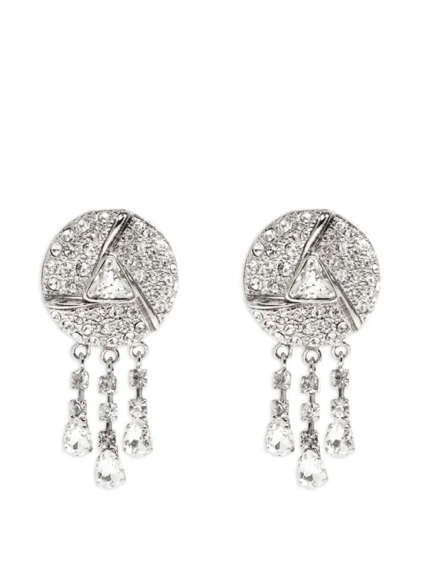Alessandra Rich Stone Embellished Drop Earrings in Silver