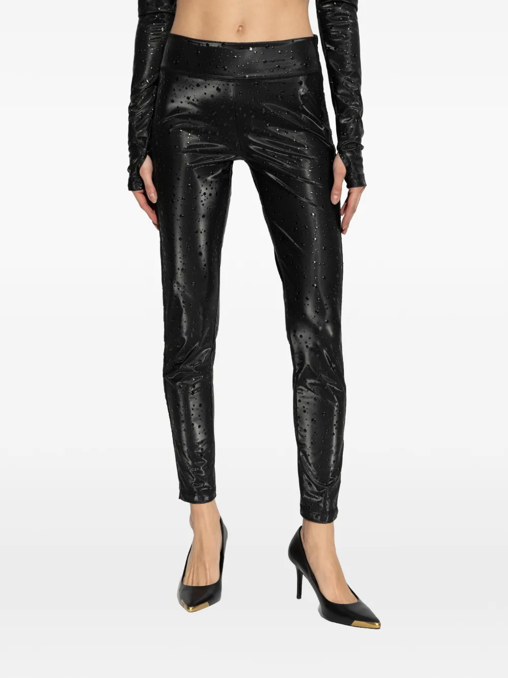 Versace Jeans Couture Water Drop-print Leggings - Black 