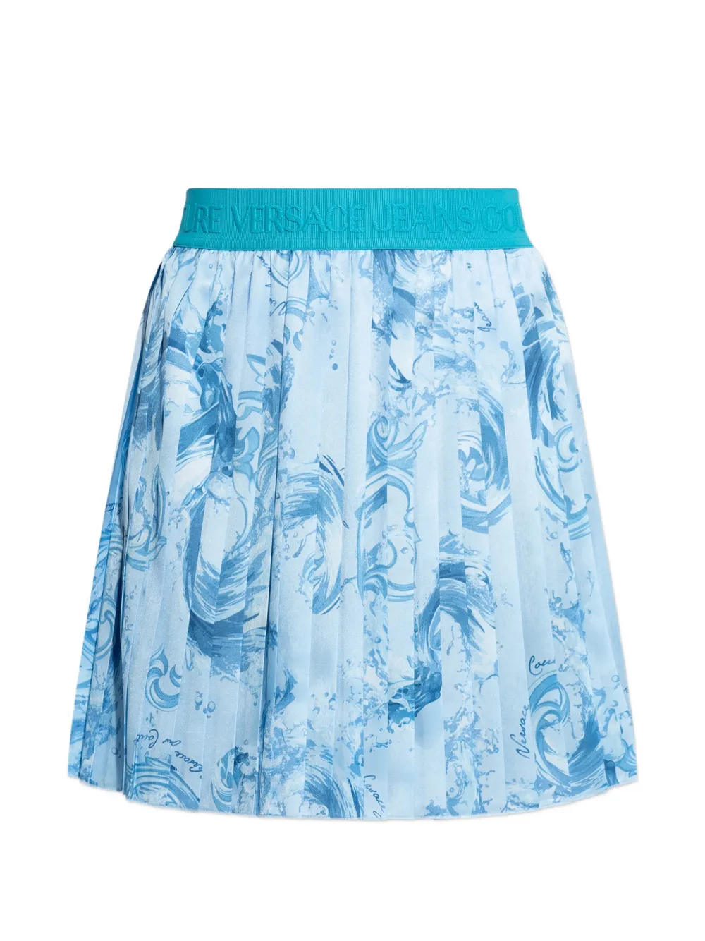 Versace Jeans Couture Pleated Printed Skirt In Blue