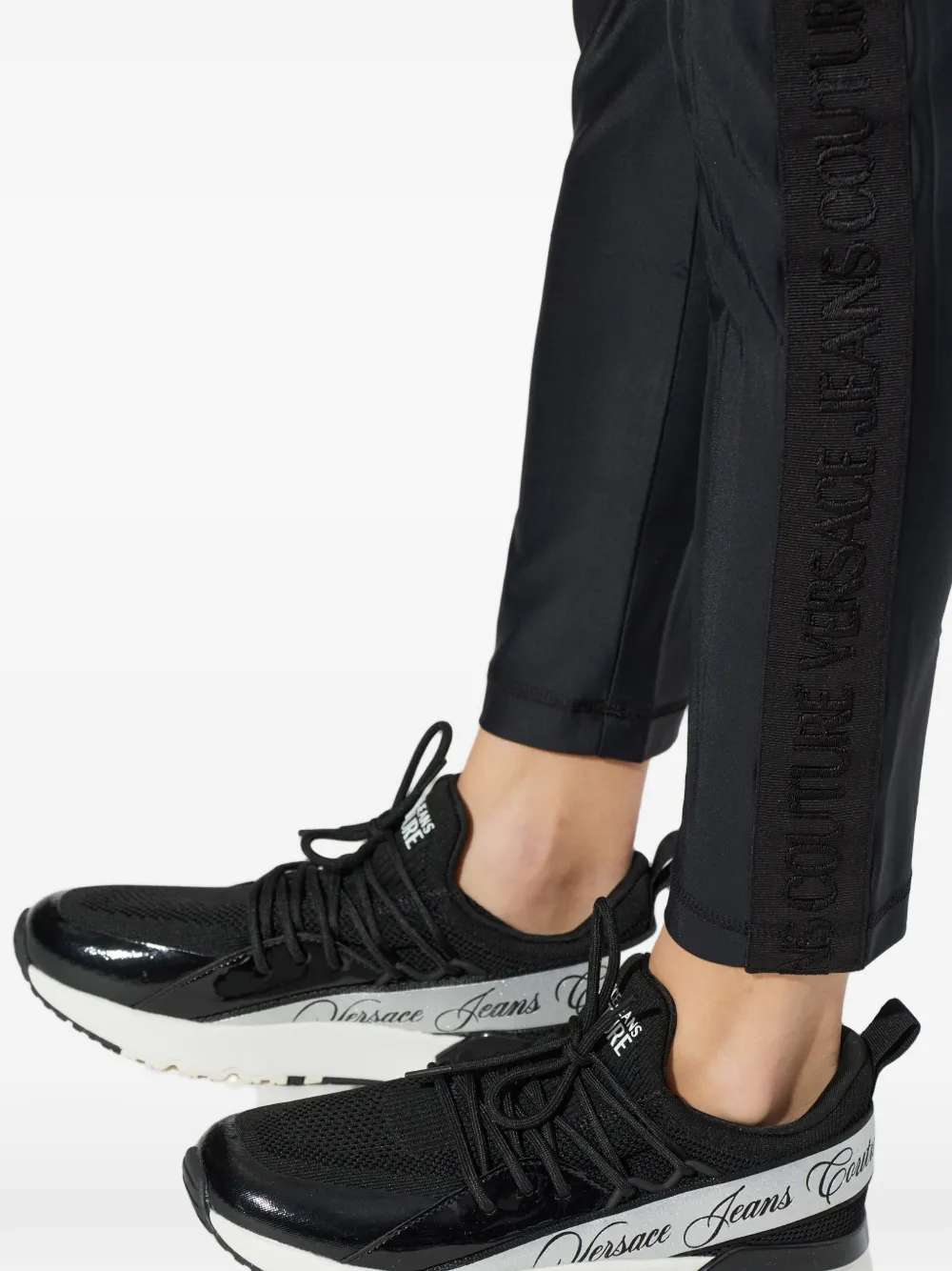 Versace Jeans Couture Sneakers met logoband Zwart