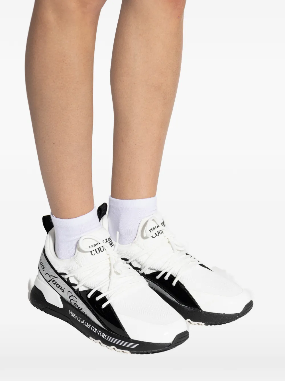 Versace Jeans Couture Sneakers met logoband Wit