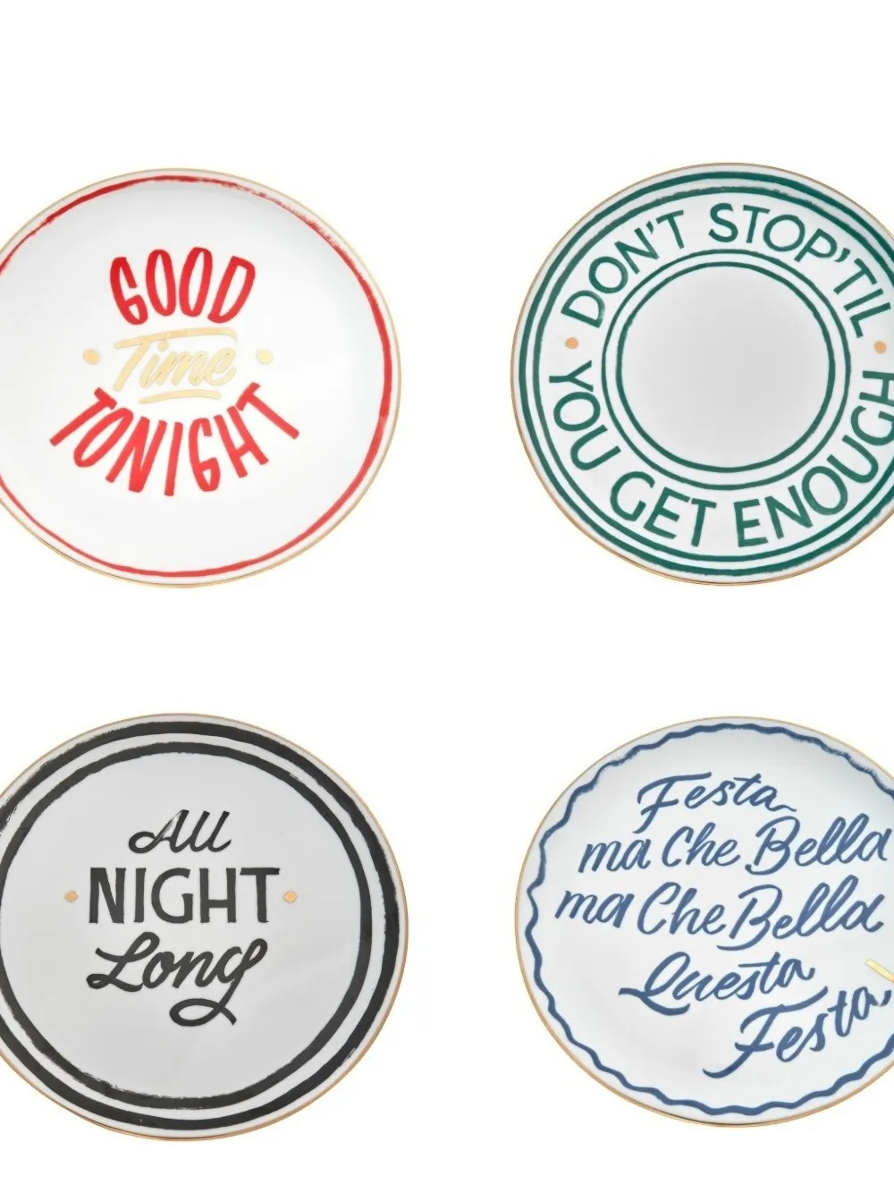 Bitossi Home Slogan-print Pizza Plates Set (set Of Four) In White