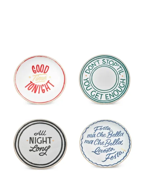 Bitossi Home slogan-print pizza plates set (set of four)
