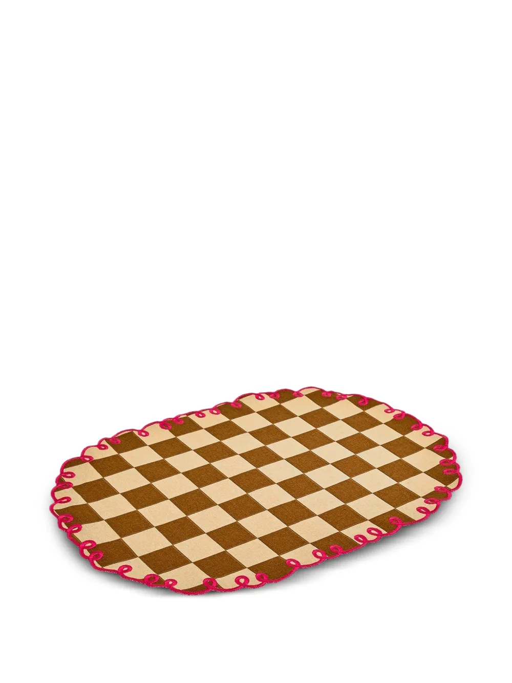  Bitossi Home Checkerboard Scalloped Placemats (set Of Two) - Brown 
