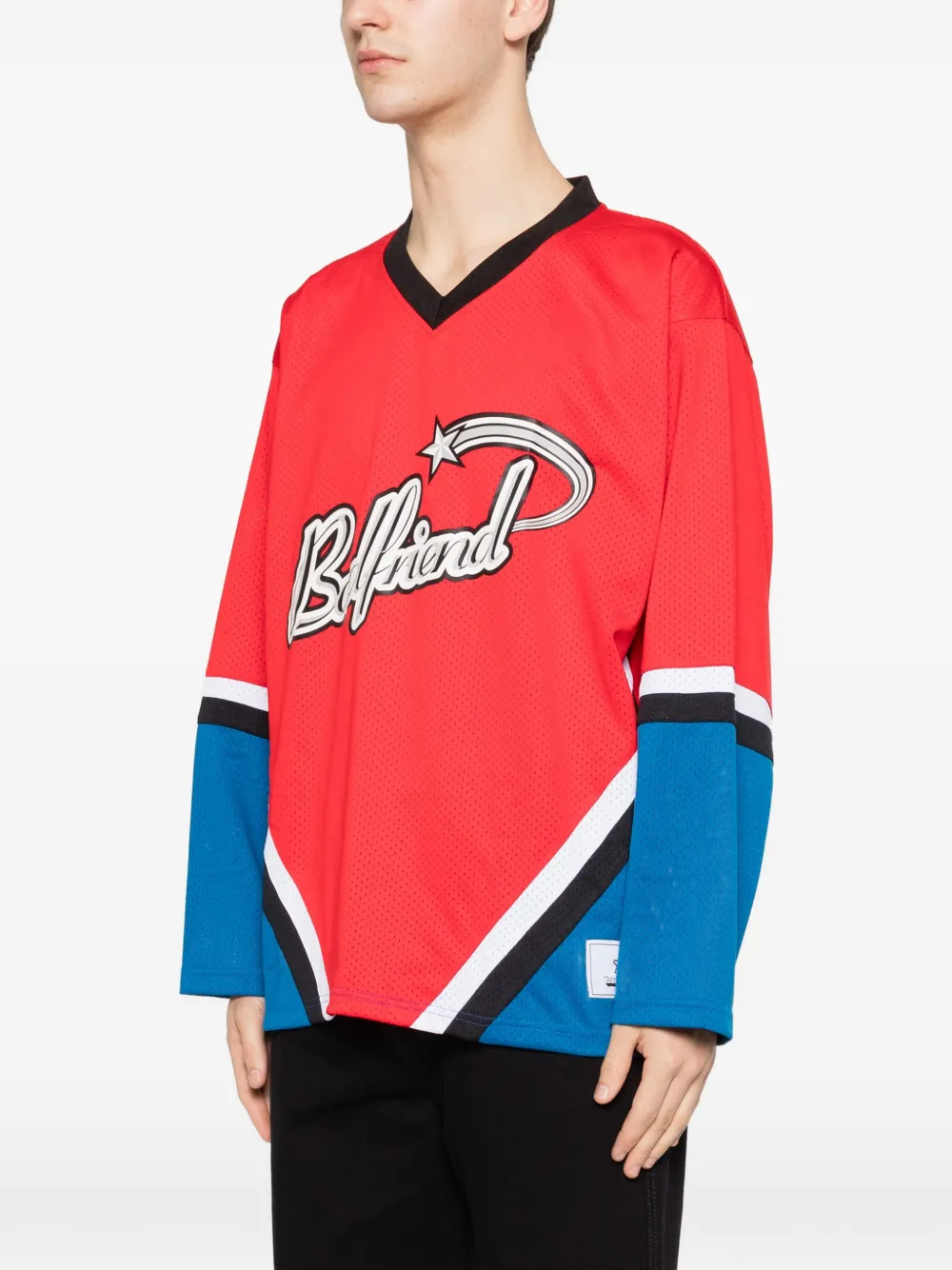  Badfriend V-neck Long-sleeve T-shirt - Red 
