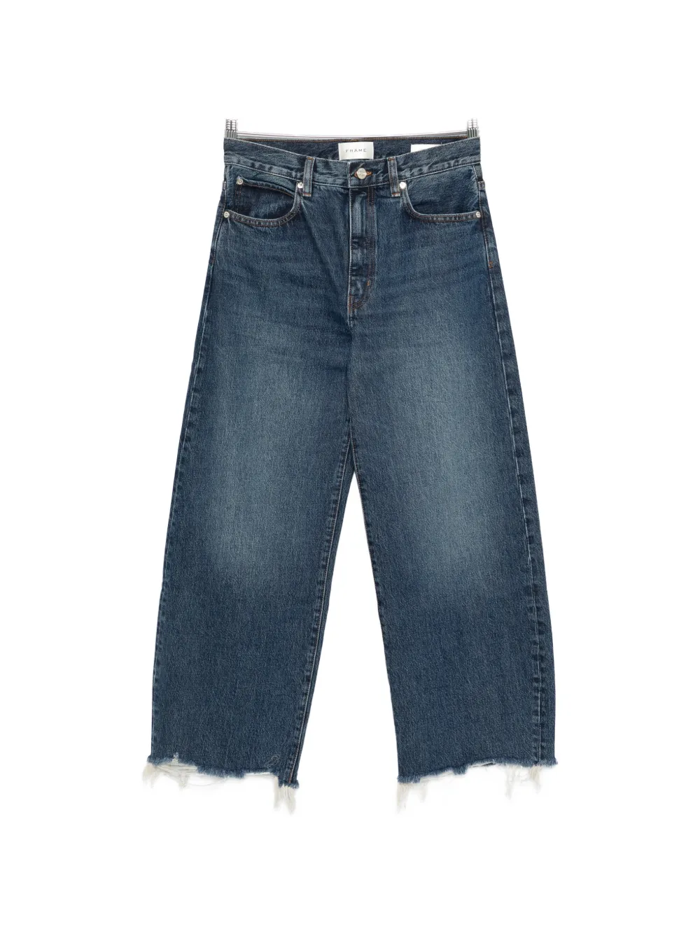FRAME The Bow Crop frayed-hem denim jeans - Blu