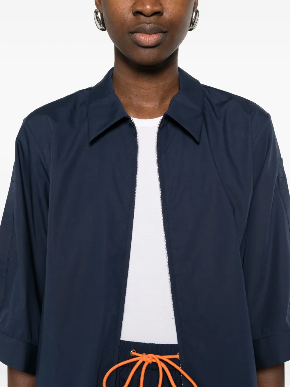 tie-sleeve zip shirt