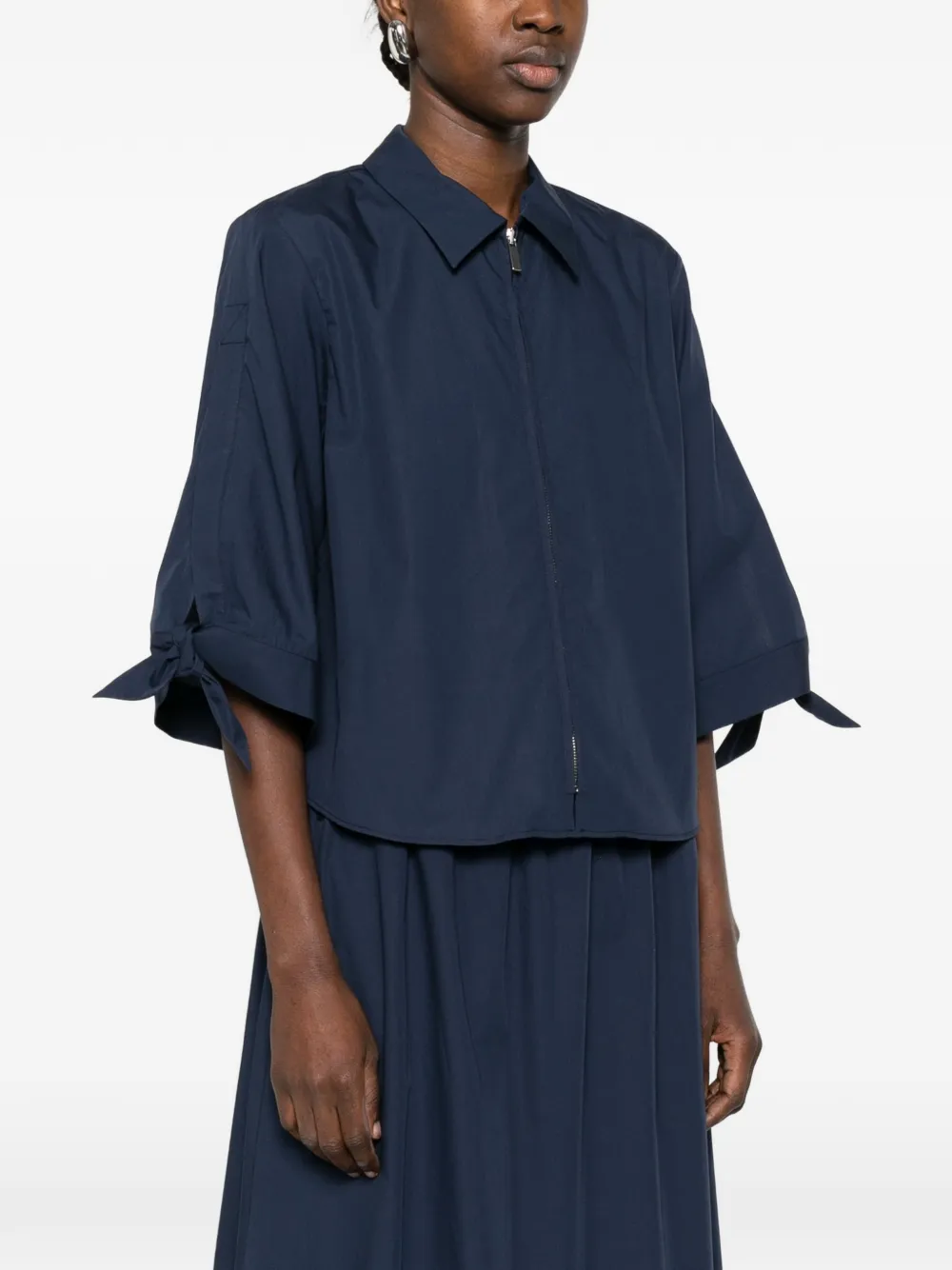 tie-sleeve zip shirt