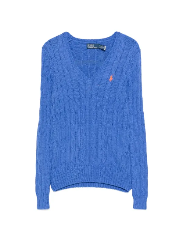 Polo Ralph Lauren Cable-knit V-neck Sweater in Blue