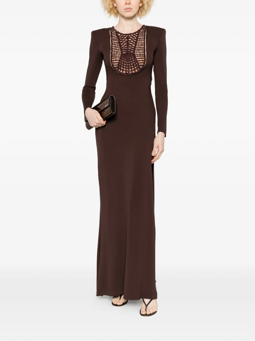  Elisabetta Franchi Red Carpet Maxi Dress - Brown 