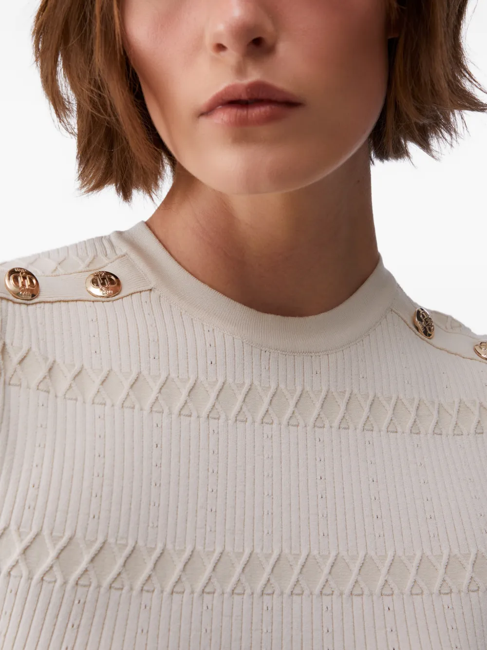 Button-Detail Knitted Mini Dress