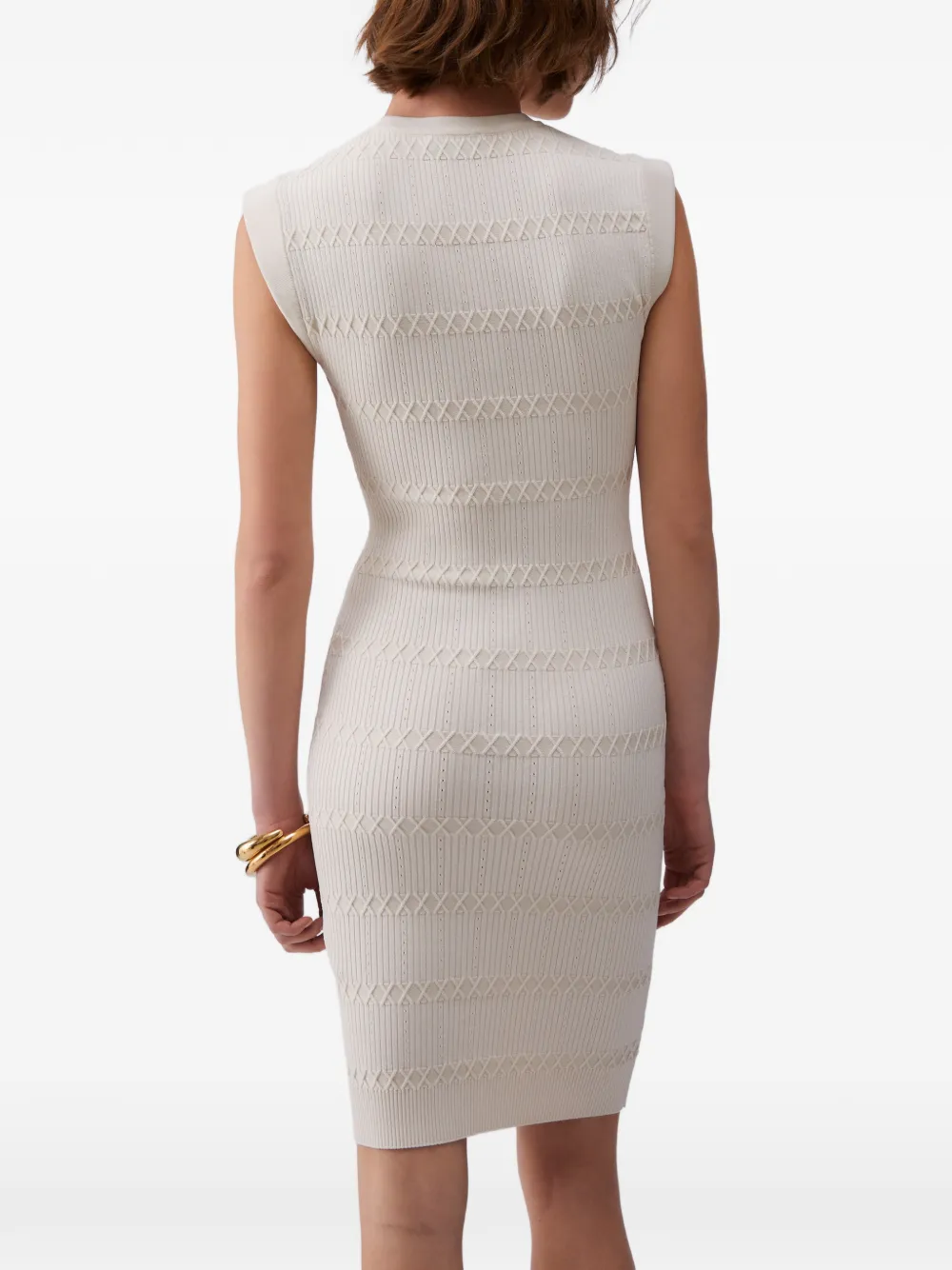Button-Detail Knitted Mini Dress
