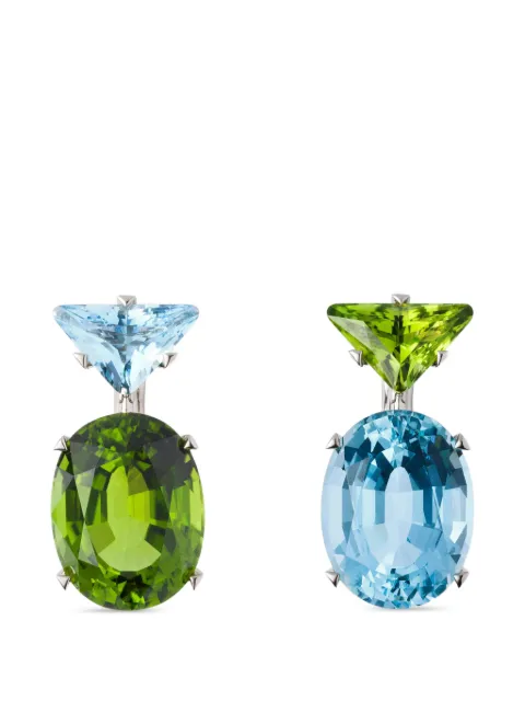 Prada Couleur Vivante pendant earrings - white gold with aquamarine and peridot