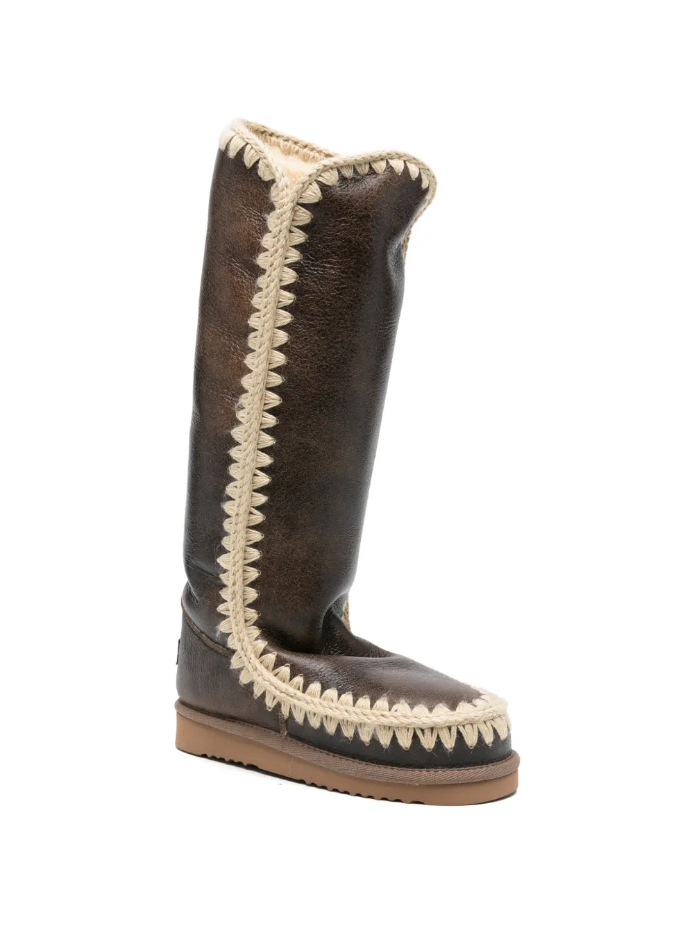 Mou Laarzen met contrasterende afwerking Bruin