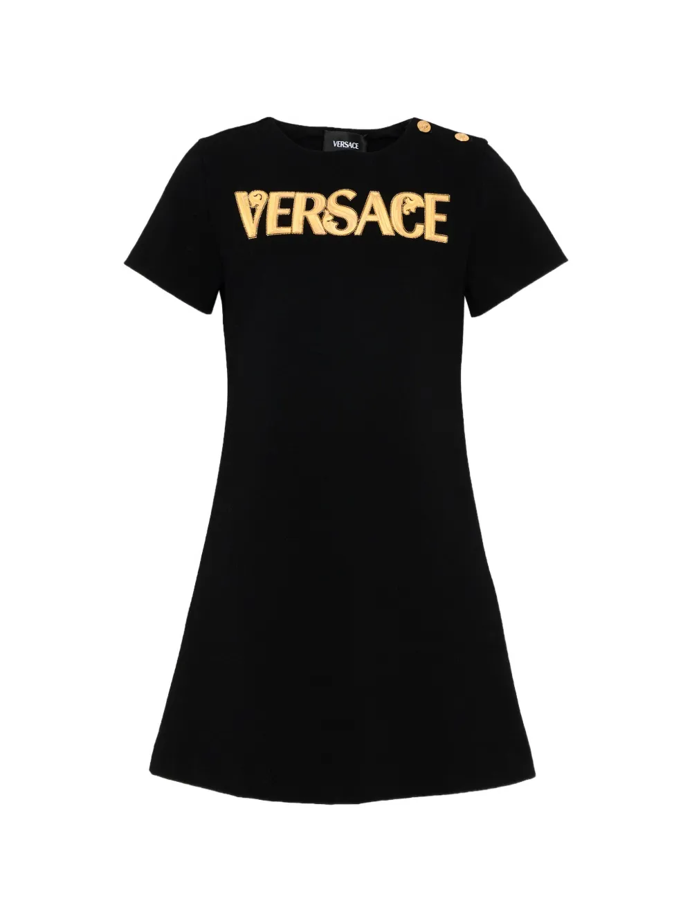 Versace Kids logo-detail buttoned dress - Nero