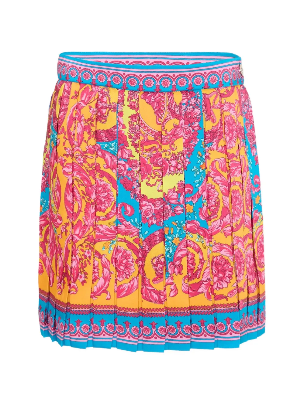 Versace Kids pleated print-detail skirt - Blu