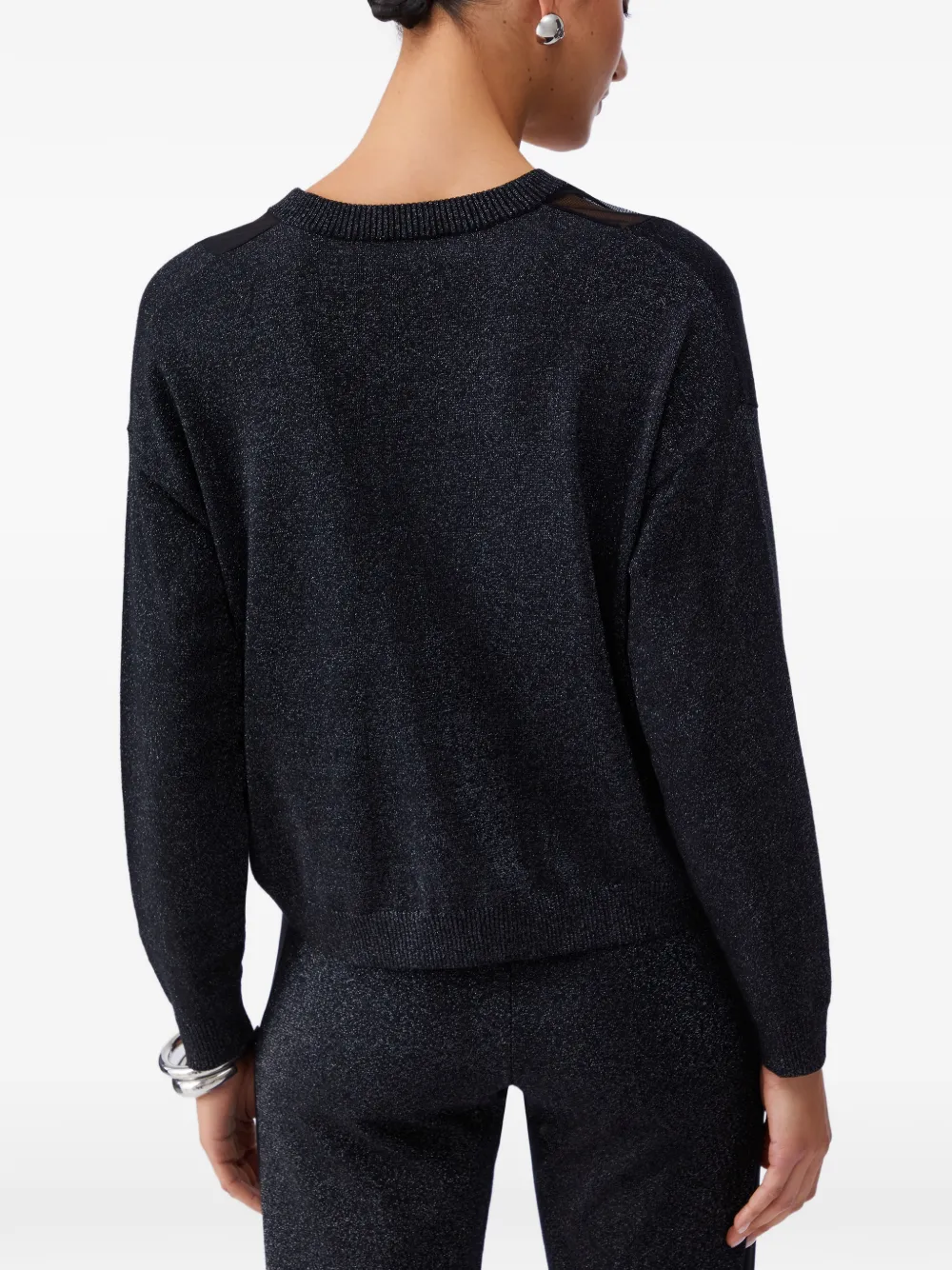  Liu Jo V-neck Mesh Sweater - Black 