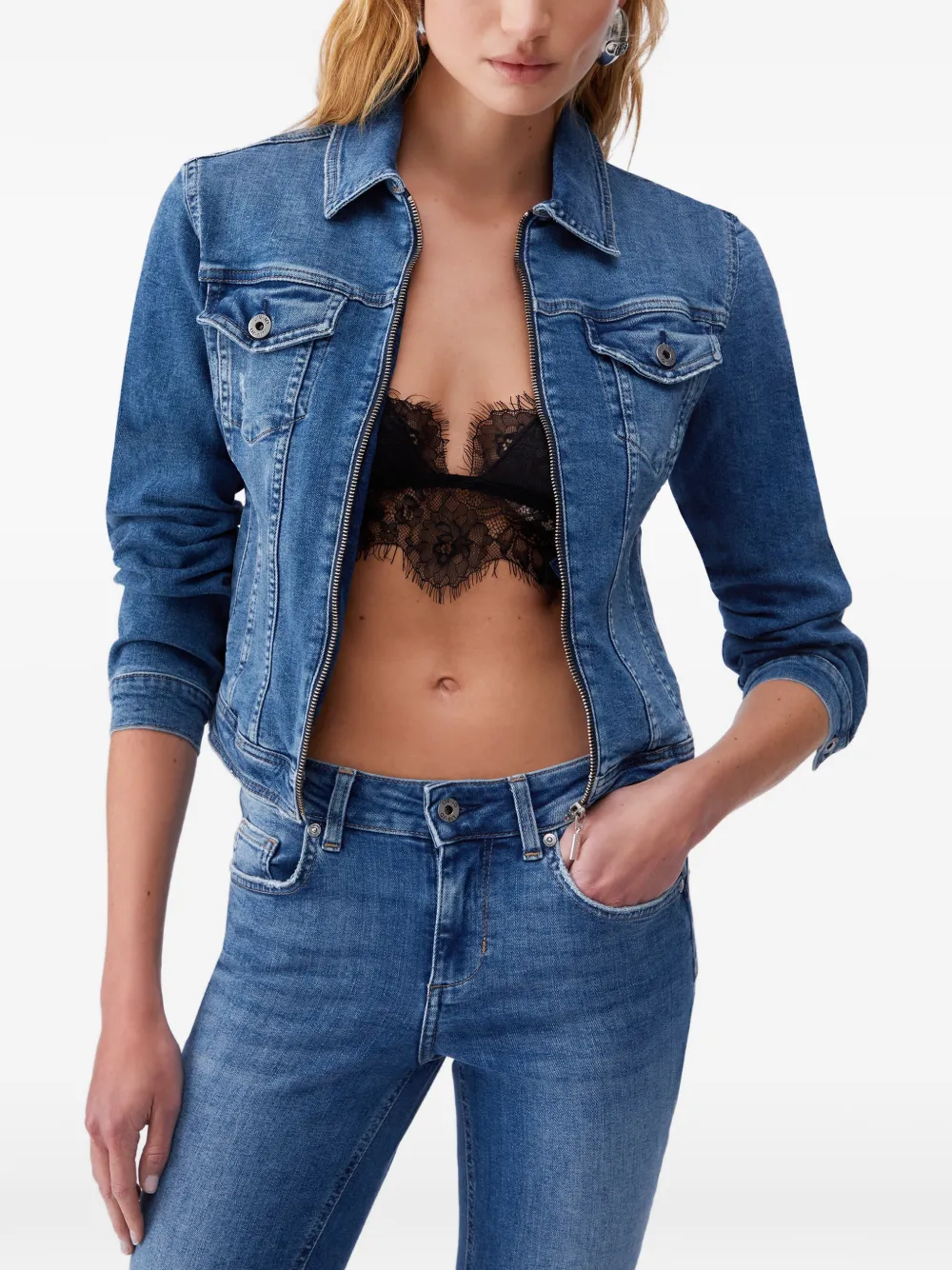  Liu Jo Zip-up Denim Jacket - Blue 