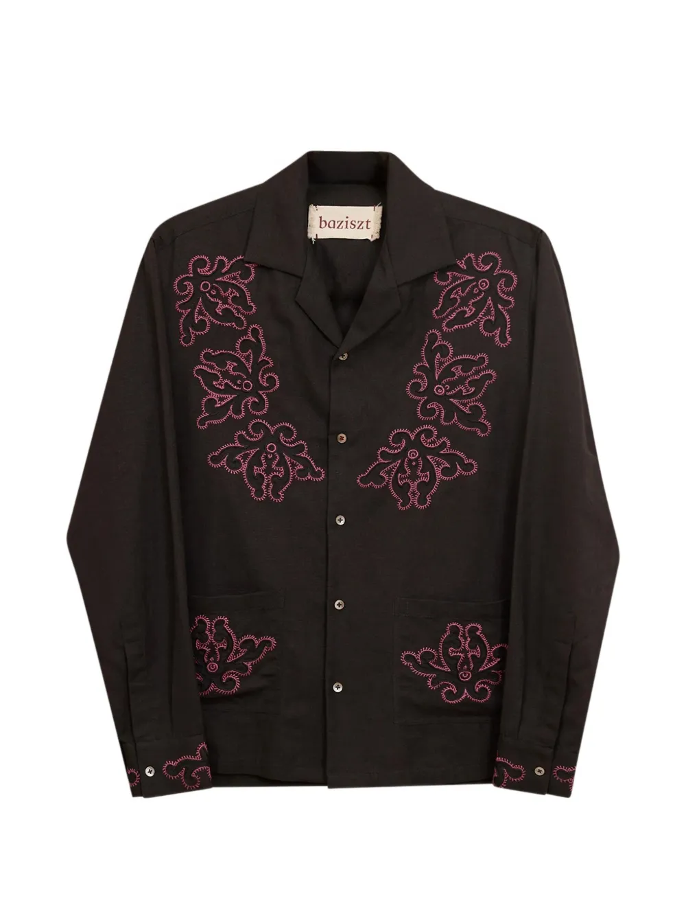Baziszt embroidered pocket shirt - Nero