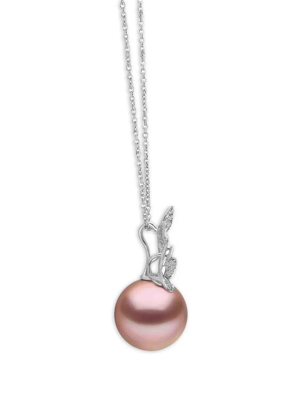 Butterfly Diamond And Pearl Pendant