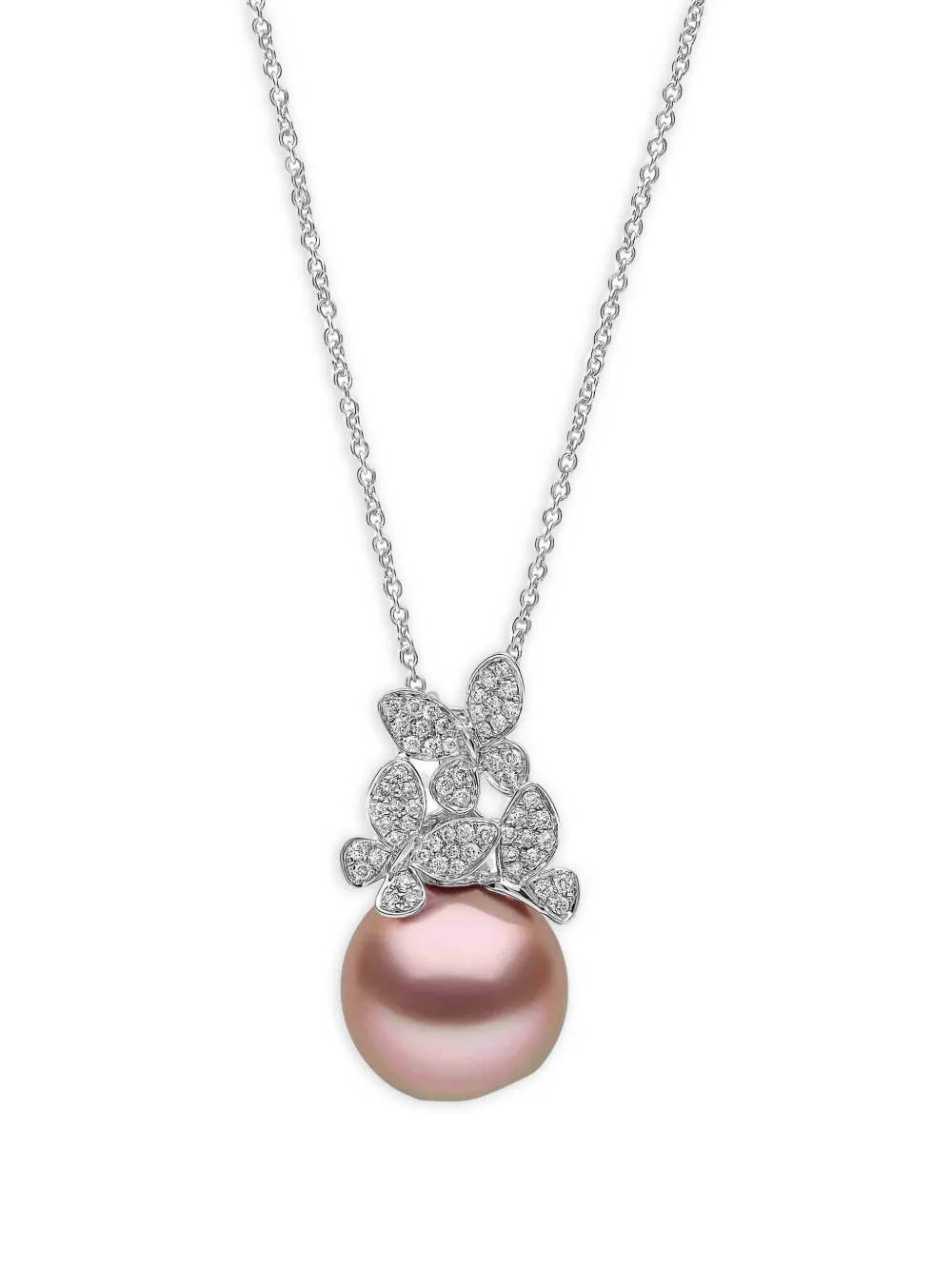 Yoko London butterfly diamond and pearl pendant - Argento