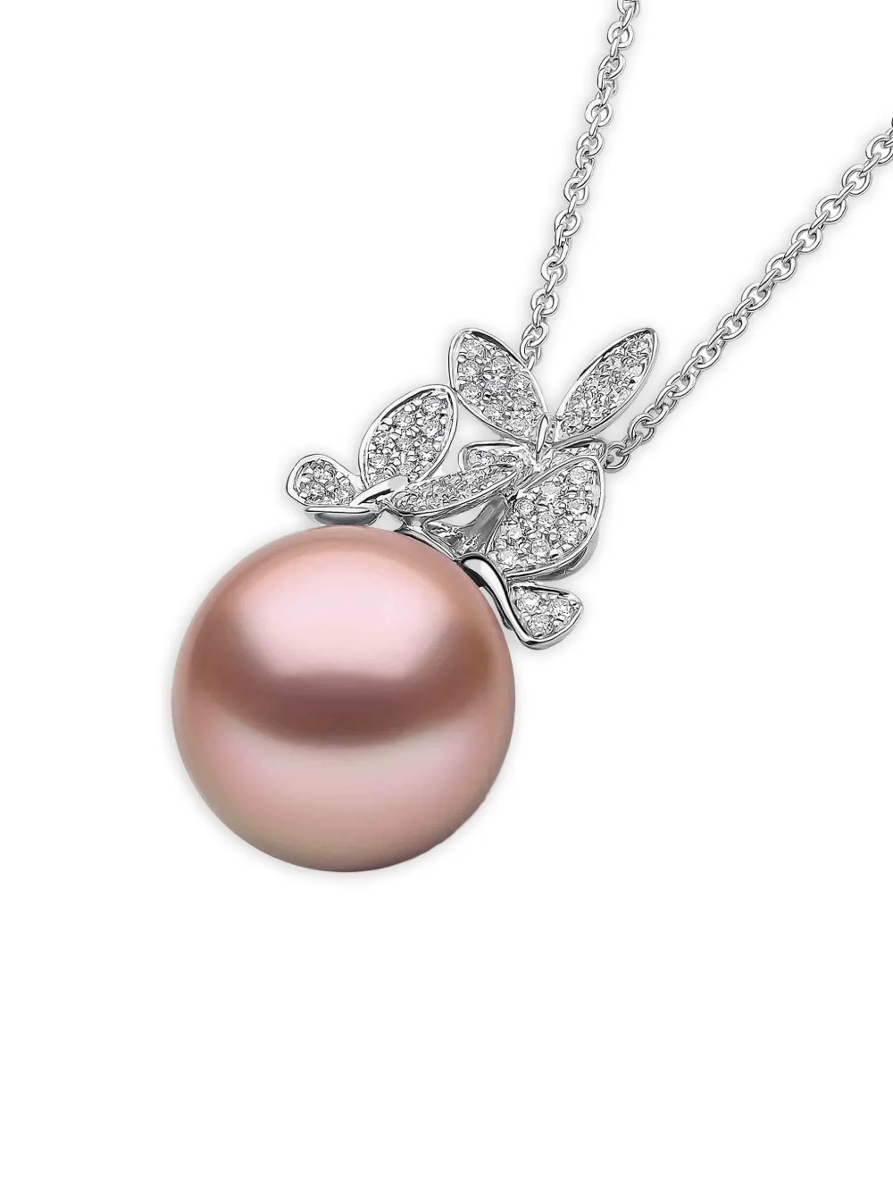 Butterfly Diamond And Pearl Pendant