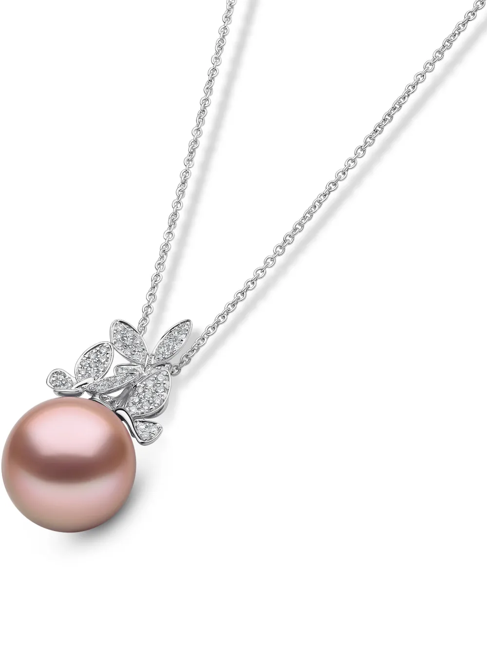 Yoko London butterfly diamond and pearl pendant - Silber