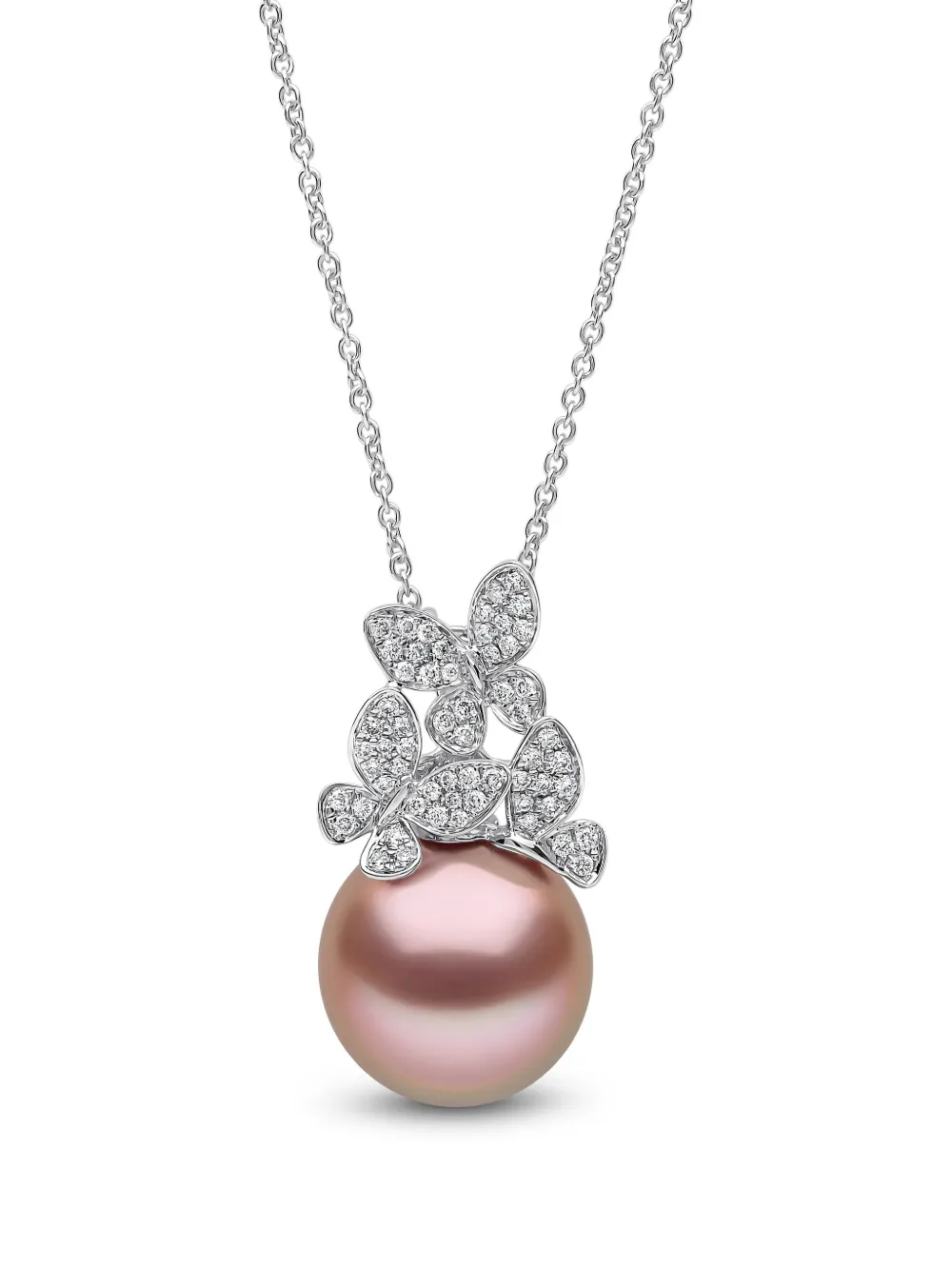 Yoko London butterfly diamond and pearl pendant - Silber
