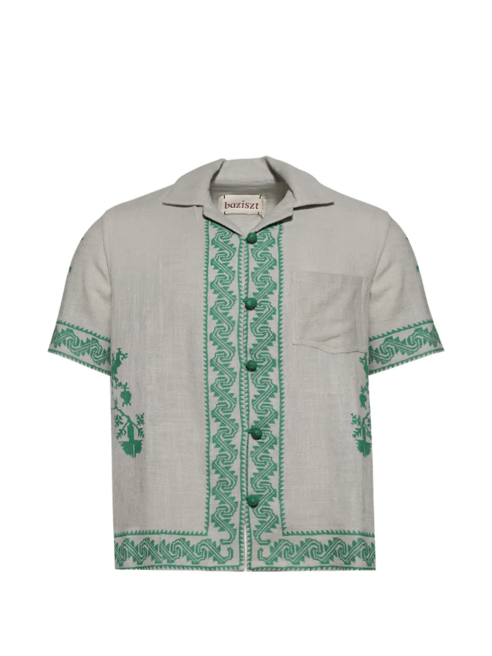 Baziszt Tulum embroidered short-sleeve shirt - Grey