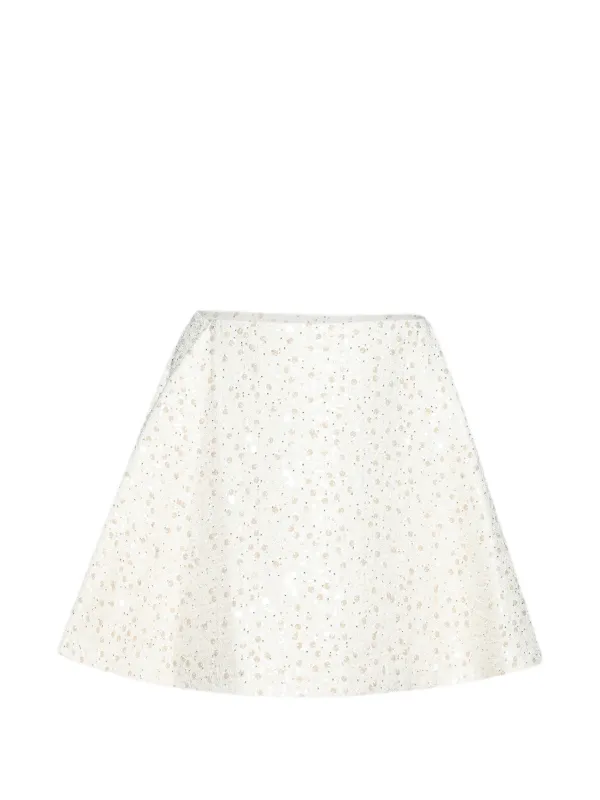 David Koma Sequin Bouclé A-line Mini Skirt in White