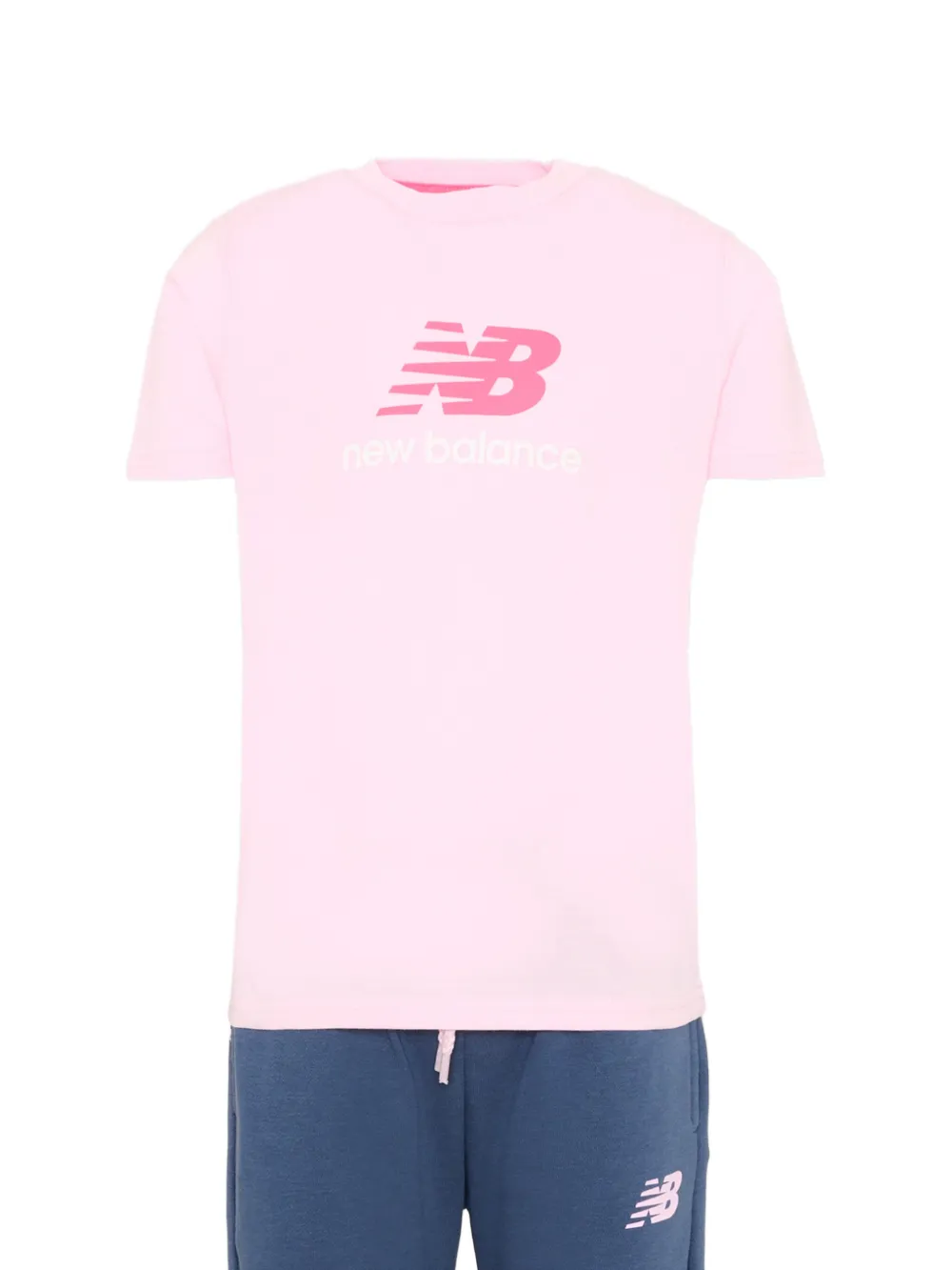 New Balance Kids Twee trainingspakken met logo en korte mouwen Roze