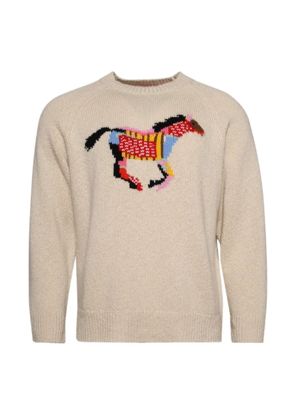 The Elder Statesman Glacier Horse Sweater in Neutrals