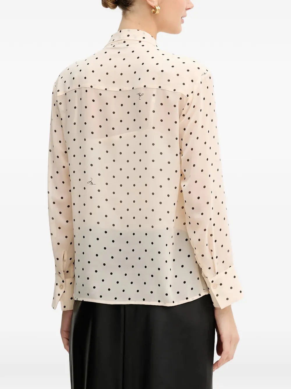 Joop! Blouse met stippen en strik Beige