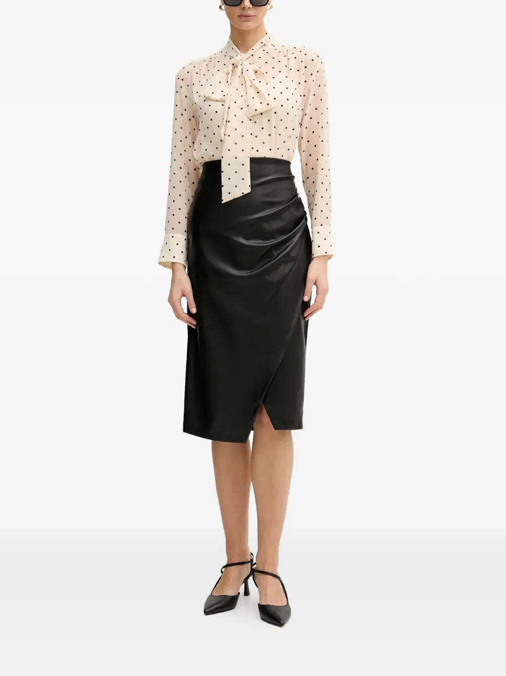 Joop! Bo Polka-dot Tie Blouse - Neutrals 