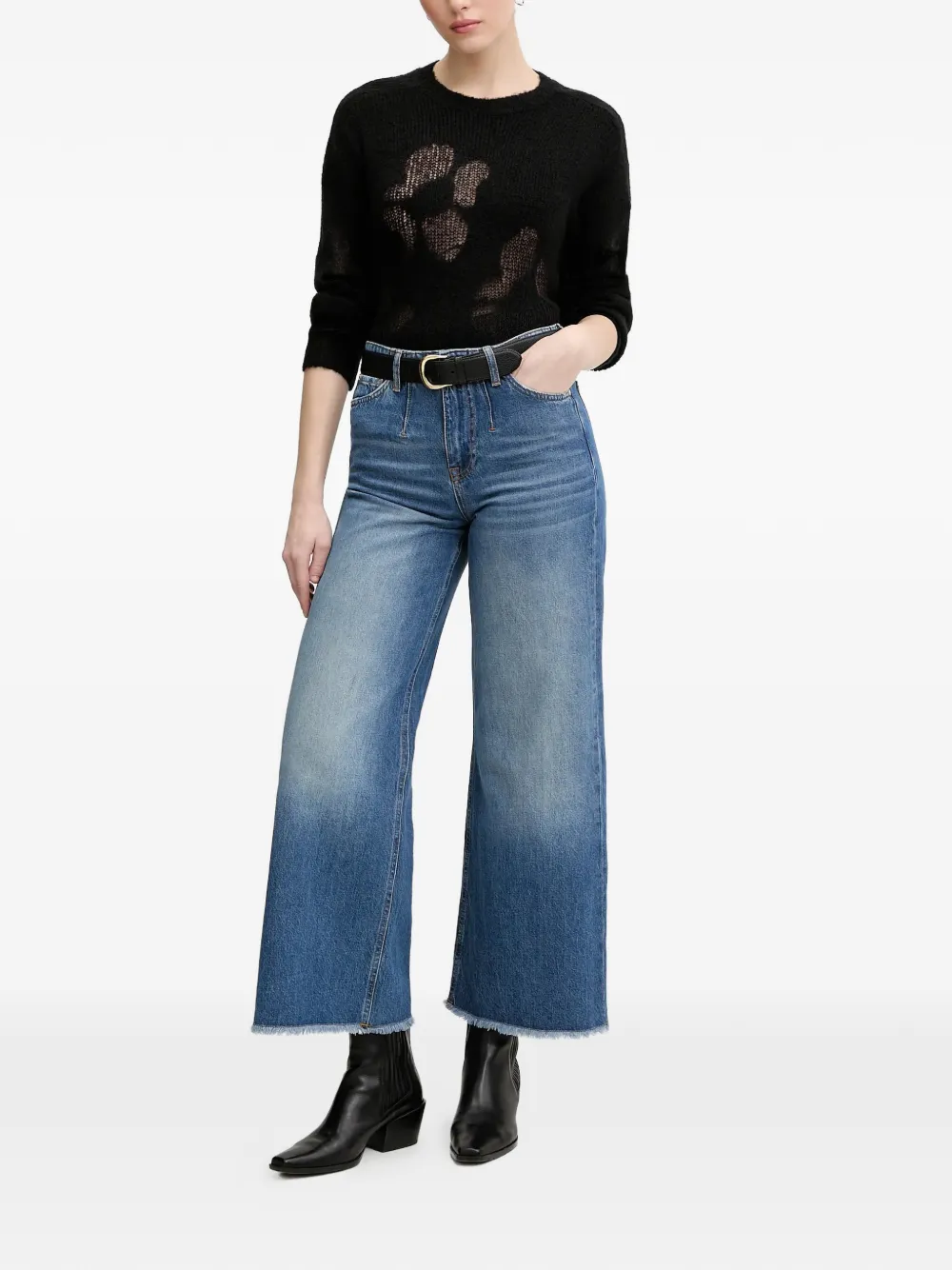 Joop! Jeans met franje en wijde pijpen - Blauw