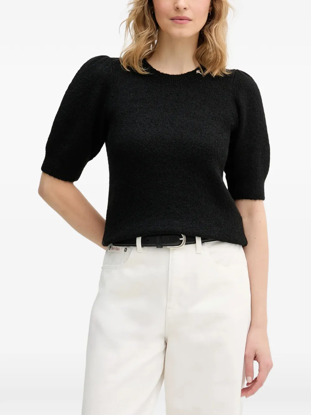 Joop! Kylie puff-sleeve round-neck sweater - Nero