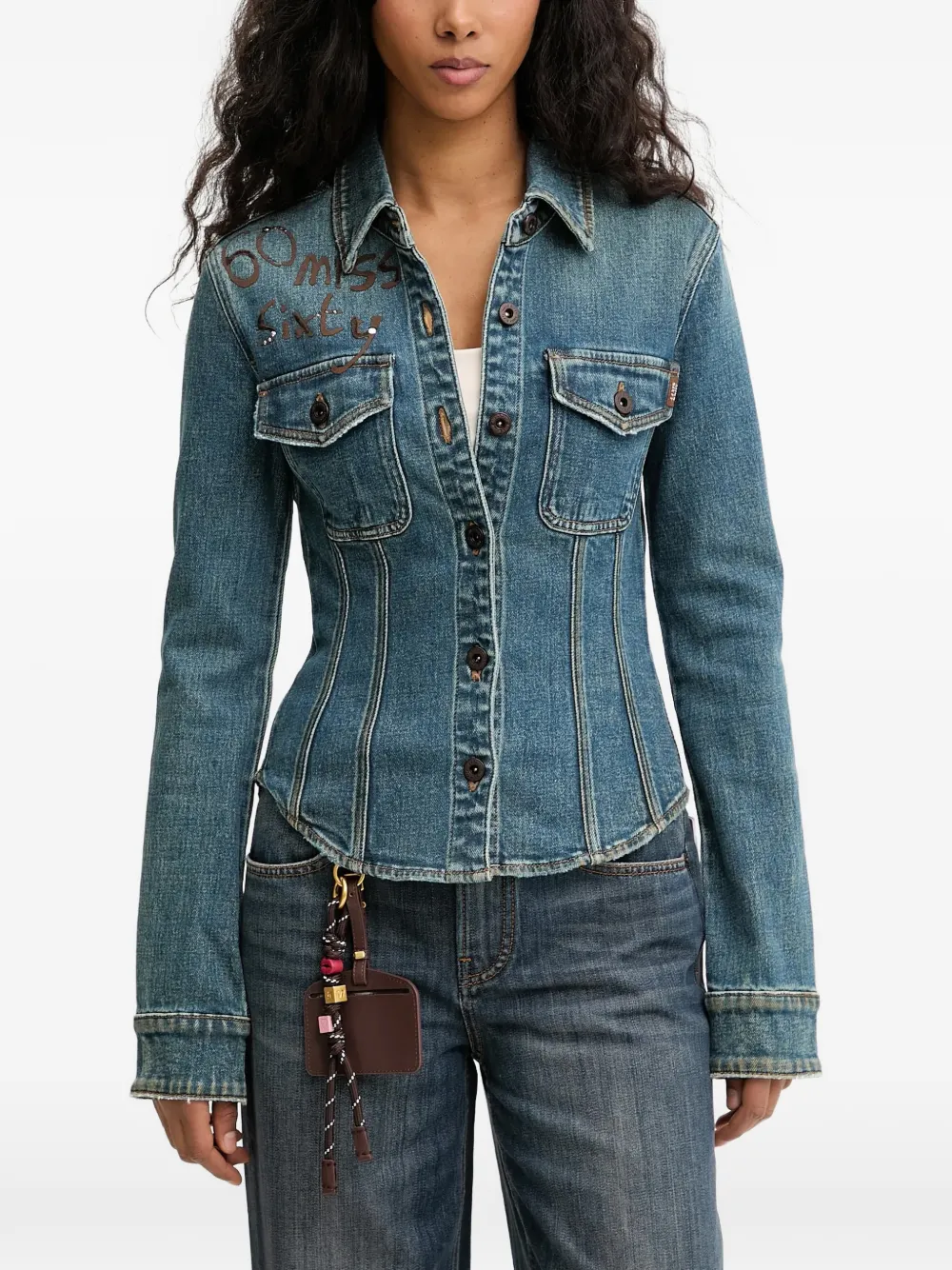 Miss Sixty chest-pocket buttoned shirt - Blu