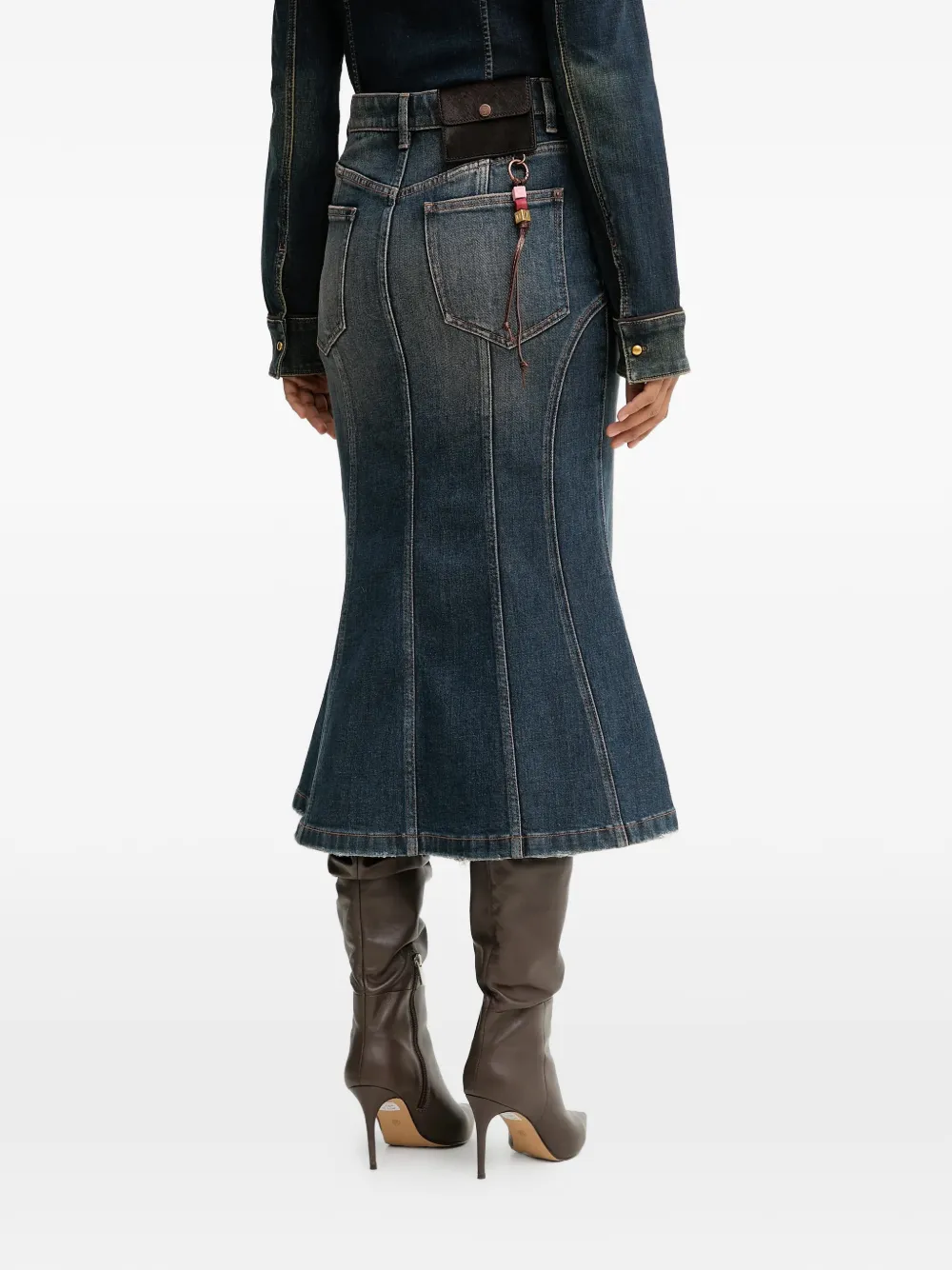 Panelled Denim Midi Skirt