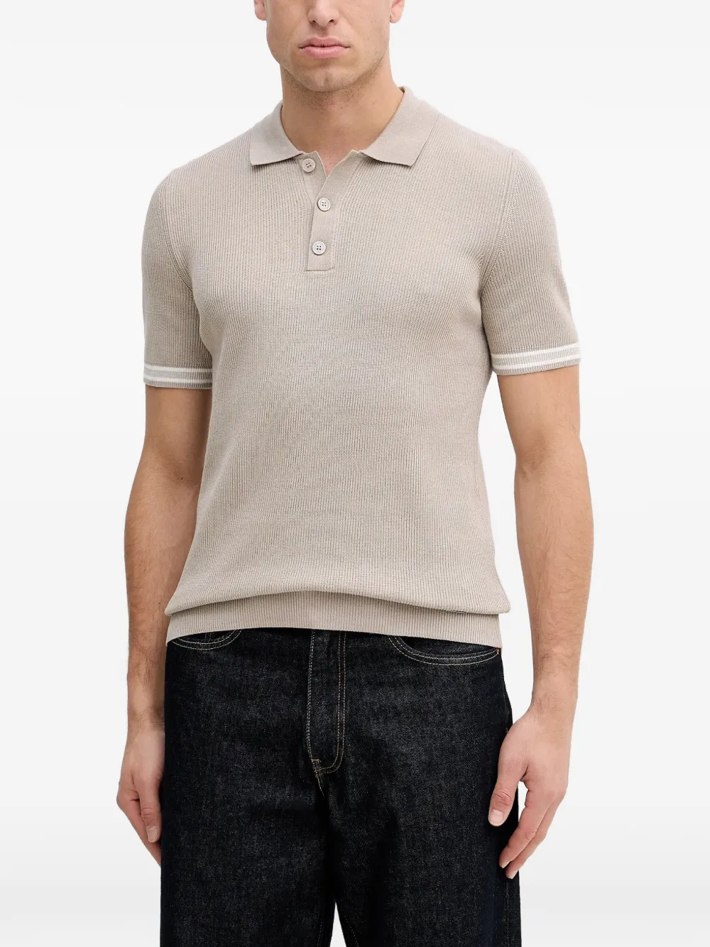 Joop! ribbed short sleeve polo shirt - Toni neutri