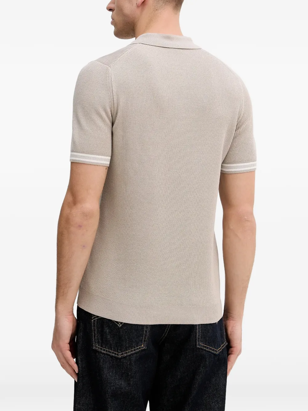 Joop! Geribbeld poloshirt met korte mouwen Beige