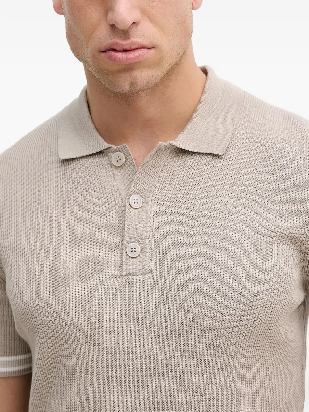 Joop! Geribbeld poloshirt met korte mouwen Beige